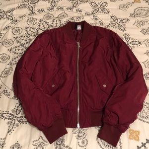 Maroon bomber jacket!